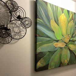 beautiful different colored greens /turquoise sedum picture 35 inches square 