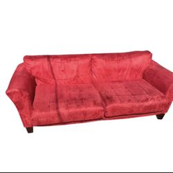 Large  Red  Couch - Good Condition - Suede feel