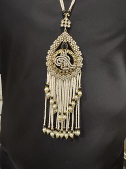Ottoman Style Tugra Pearl Tassel Necklace