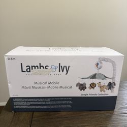 New Lambs & Ivy Jungle Friends Musical Baby Crib Mobile Animals Soother Toy