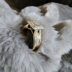10K Solid Yellow Gold 1CT Natural Diamond Princess Style Engagement Ring