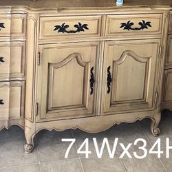 French provincial light wood sideboard *distressed finish 