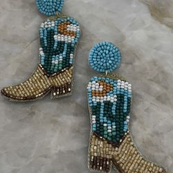 Cowgirl Boots Beaded Earrings 