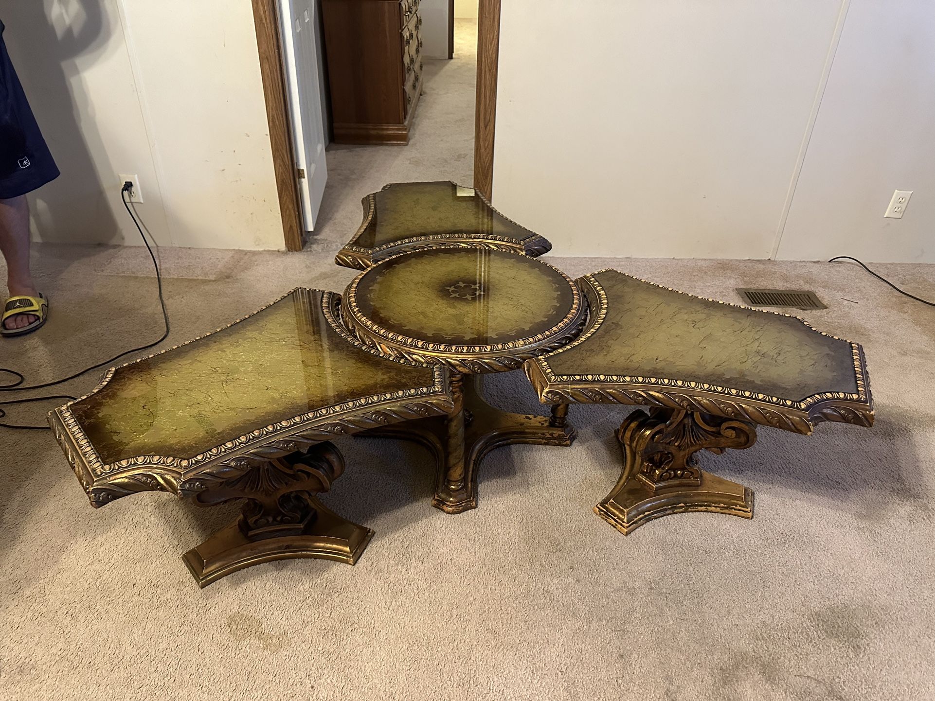 Antique Glass Top Regency Table Set