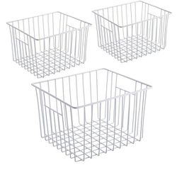 iPEGTOP Deep Refrigerator Freezer Baskets, Large Household Wire Storage Basket Bins Organizer with Handles for Kitchen, Pantry, Freezer, Cabinet, Clos