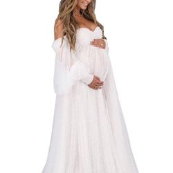 Maternity Photoshoot White Dress