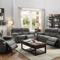Brand New 3pc Breathable Leatherette Recliner Motion Sofa Set 