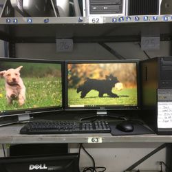 Dual Monitor Dell Desktop With Windows 10 Antivirus Upgraded & Cleaned Up  