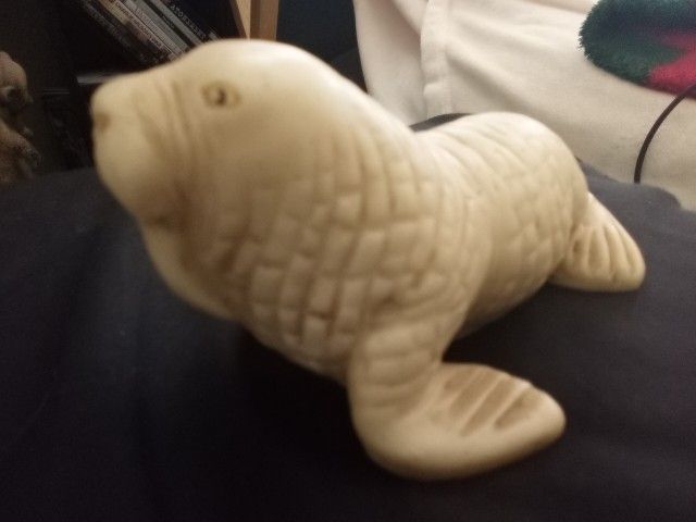 Antique Hand Carved walrus Bone Walrus Figurine