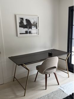 Stunning wood and brass desk Rejuvenation Hardware