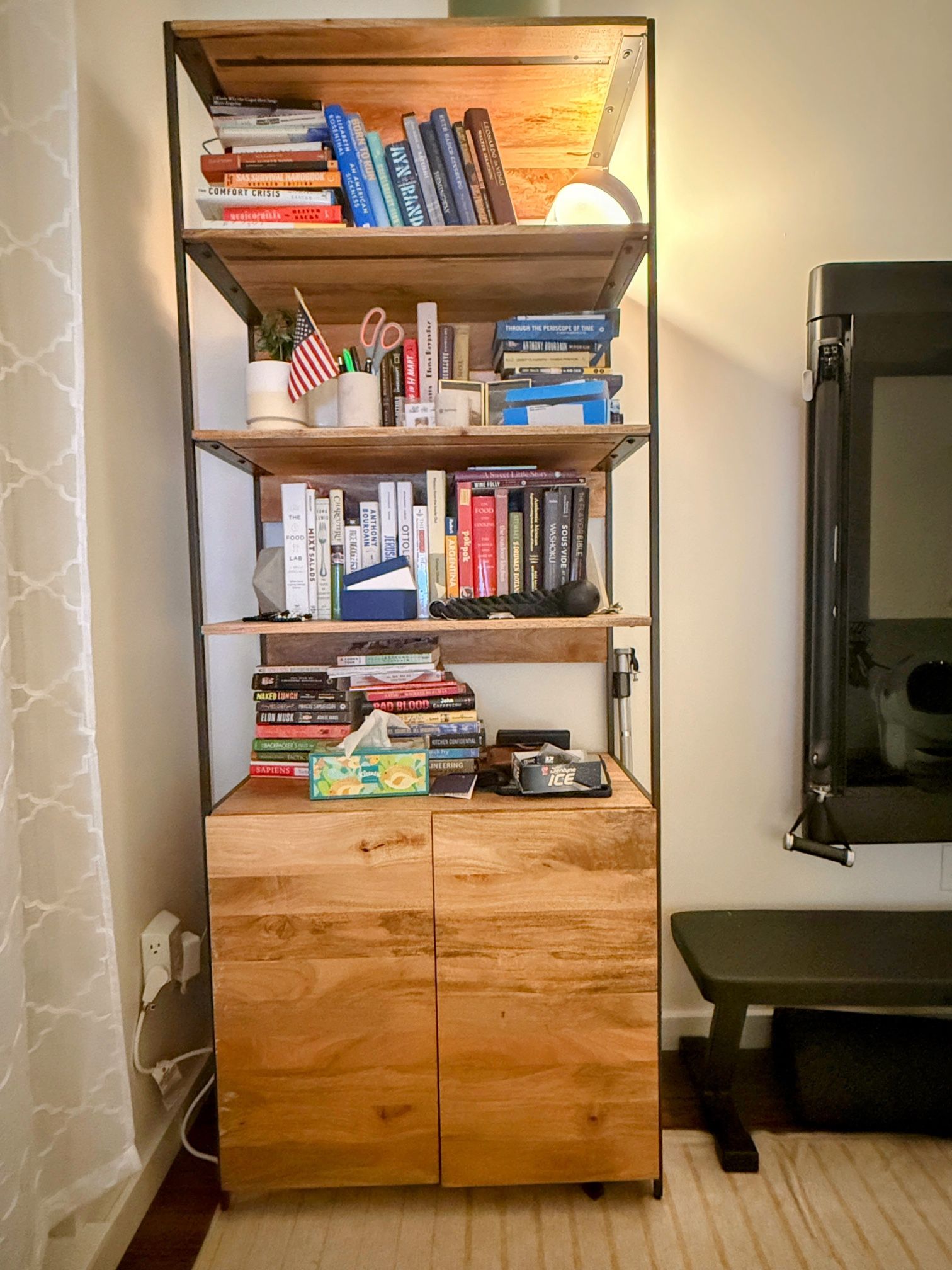 West Elm Mango Wood Bookshelf w Storage 