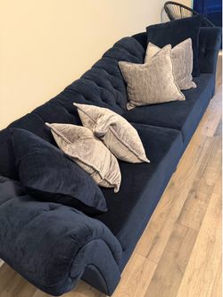 Navy velvet living room couch set