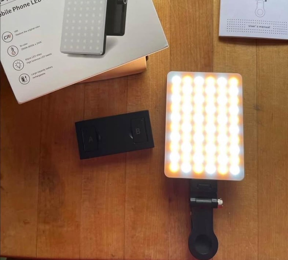 Brand New Unopened Portable Phone Light Clip, 6 oz, Rechargeable Ring Light for iPhone, Laptop, Camera