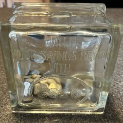 Antique 1939 World’s Fair ESSO Heavy Glass Bank New York With Coins