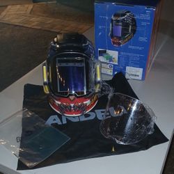 New ANDELI Welding Helmet with 4 LED Light, Panoramic Lg Viewing Screen 3.94"X3.74" True Color Dimming