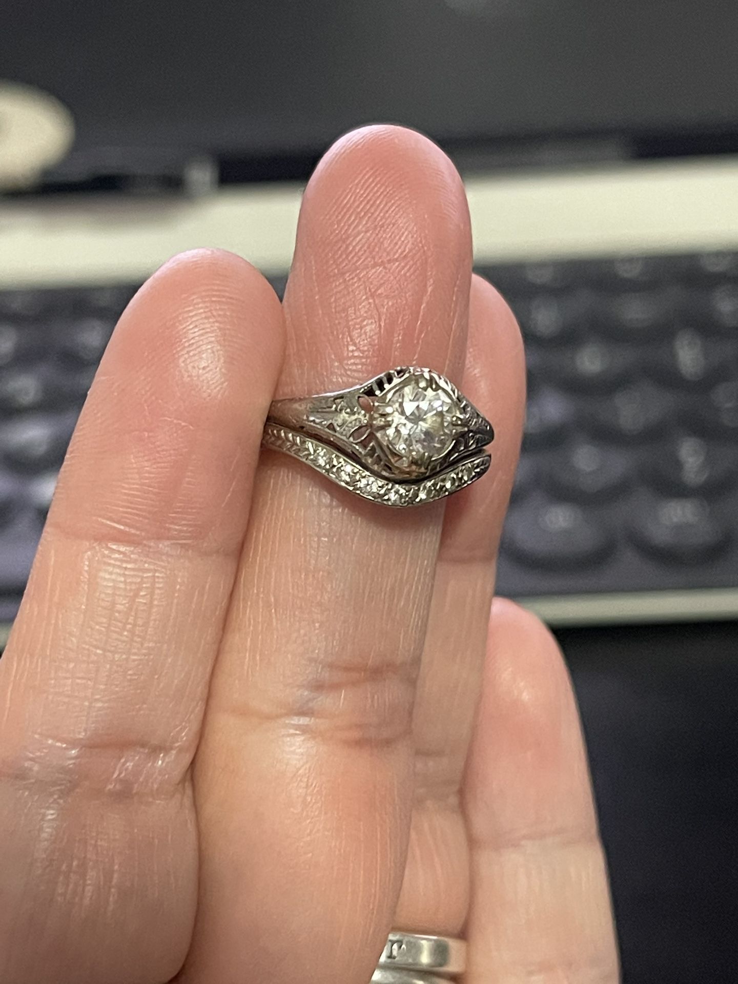 Contoured Diamond Bridal Rings Set