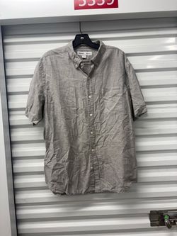 Old Navy Gray Solid Woven Button-Down Button-Up Shirt Pockets Short Sleeve XL