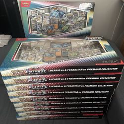 Pokemon Prismatic Evolutions Lucario ex & Tyranitar ex Premium Collection