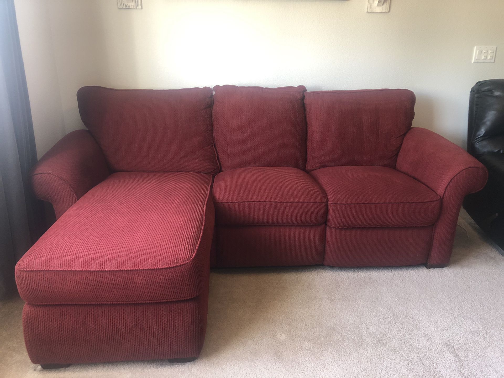 Red Corduroy Sectional Couch