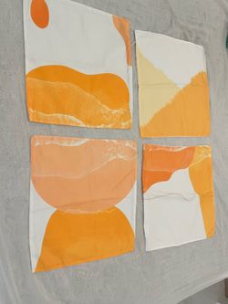 Brand New! Abstract yellow & Orange Accent Pillow Covers Set of 4