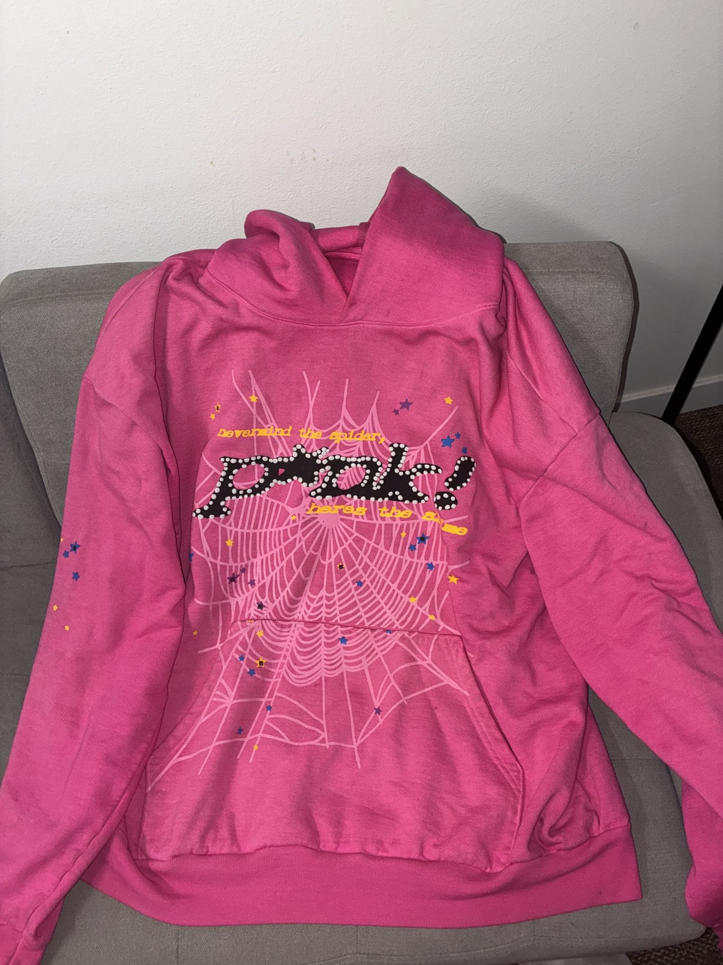 Sp5der Hoodie Pink %100 Authentic Size XXL