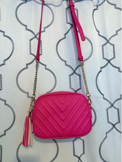 Hot Pink Quilted Crossbody Bag
