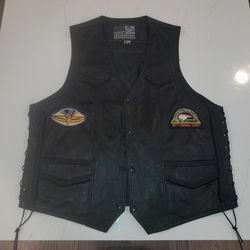 Mens Leather Motorcycle Vest