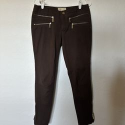 Michael Kors Chocolate Brown - Gold Metal Skinny Jeans