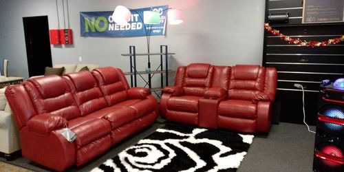 Ashley Salsa Leather Reclining Sofa & Loveseat