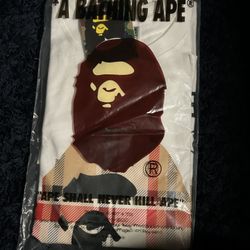 BAPE white burberry shirt bathing ape medium