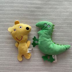 Peppa Pig Yellow Teddy Bear & George's Mr Dinosaur Plush Toys, Both For $10