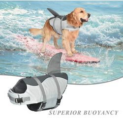 Doglay Shark Mermaid Dog Life Jacket, Ripstop Dog Life Vest Adjustable Pet Life Preserver for Small Medium Large Dogs, Pet Floatation Vest with Rescue