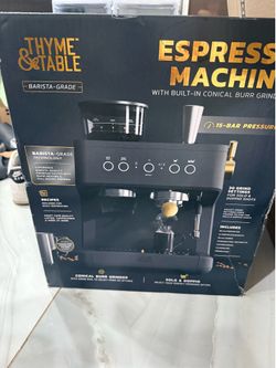 Thyme & Table Barista-Grade Espresso Machine with Built-In Grinder – New in Box