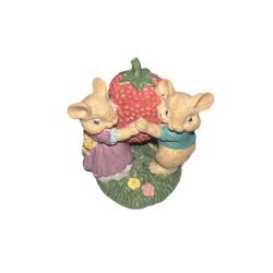 Vintage Adorable Mice with Strawberry Resin Decorative Mini 2” Figurine