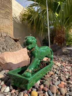 Vintage Green Panther TV Lamp planter