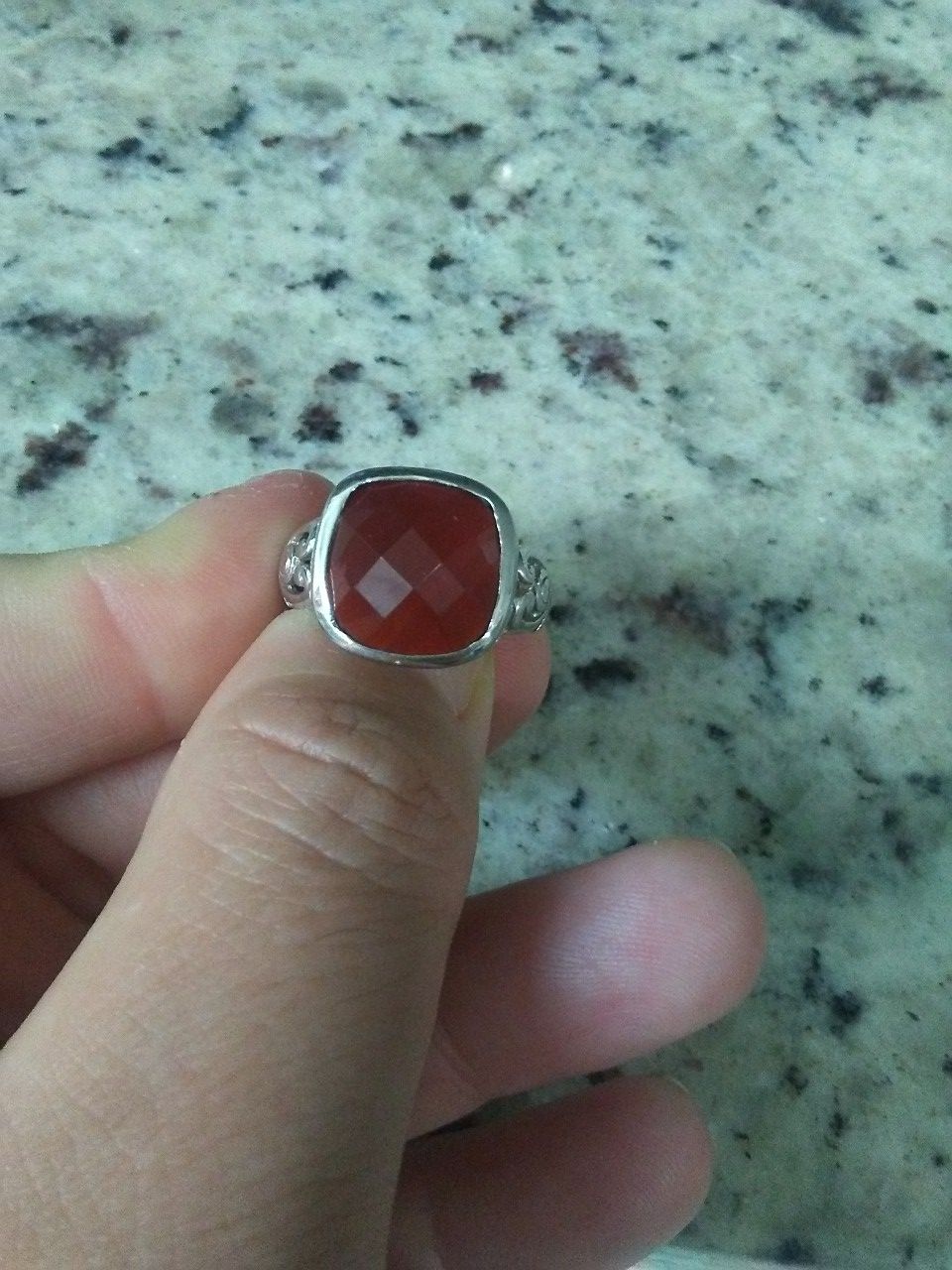 Sterling silver 925, with red stone, ring size 6.