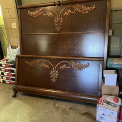 Oak Sleigh Bed Queen