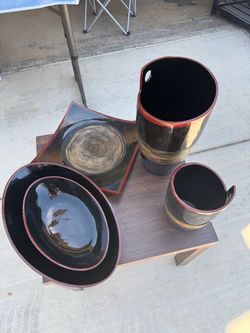 Black and Red Lacquerware Set of 5
