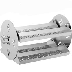 18" Stainless Steel Round Tumble BBQ Grill Rotisserie Rotating Trays Basket Cooking