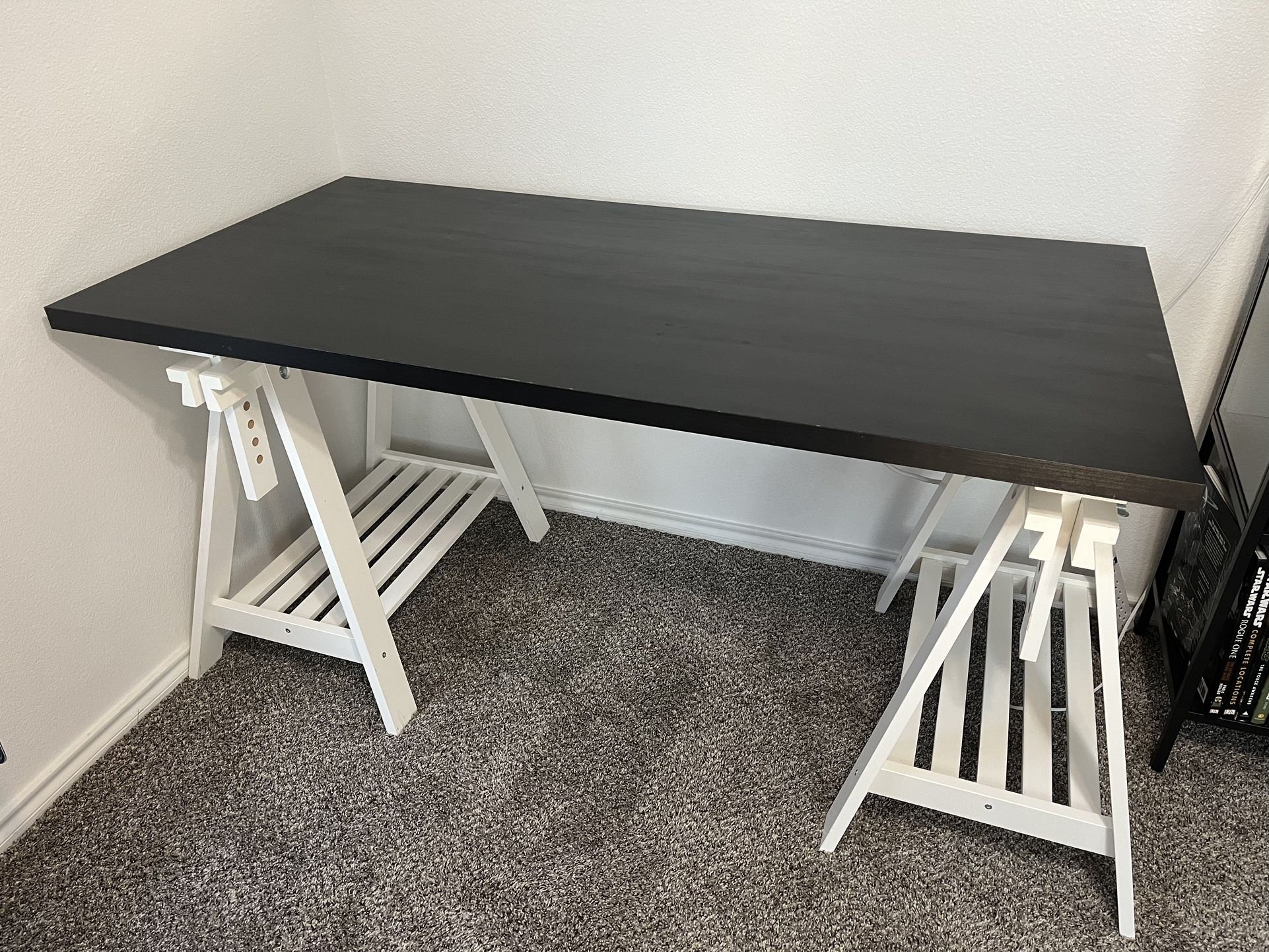 IKEA LINNMON Adjustable Desk / Workbench Black 59x29 Inches DISCONTINUED MODEL