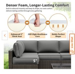 26 in. x 26 in. x 5 in. (14-Piece) Deep Seat Outdoor Sectional Cushio Set Waterproof Replacement Cushions Light Grey