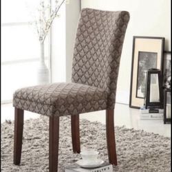 🪑 Modern Parsons Dining Chair – Blue / Chocolate Damask | New in Box 🪑