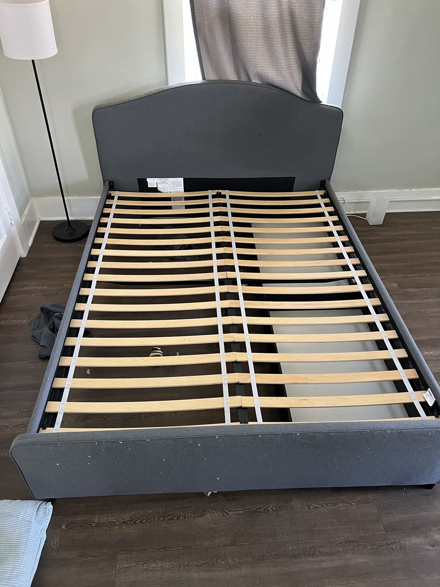 Upholstered Platform Bed Frame with Storage Drawers (Full/Queen)