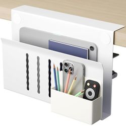 Desk Side Storage, Under Desk Storage, Steel Hanging Desk Organizer White