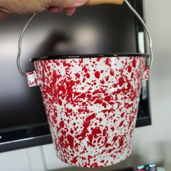 Red Splatter Enamel Bucket, New