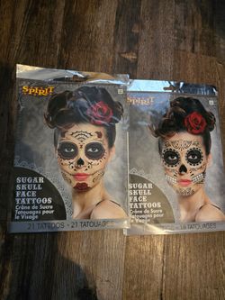 2 New Sugar Skull Face Tattoos