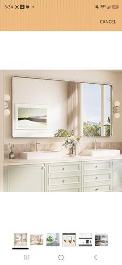 TokeShimi 60 x 40 Inch Wall Mirror for Bathroom Brushed Silver Metal Frame Decorative Rectangular Wall Mounted Home Decor Corner Hangs Farmhouse Mirro