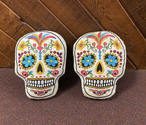 Day Of Death Throw Skull Pillows Halloween 