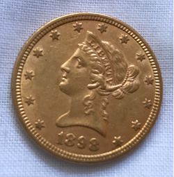 1898 $10 Gold Liberty Head AU58 Uncertified 1898