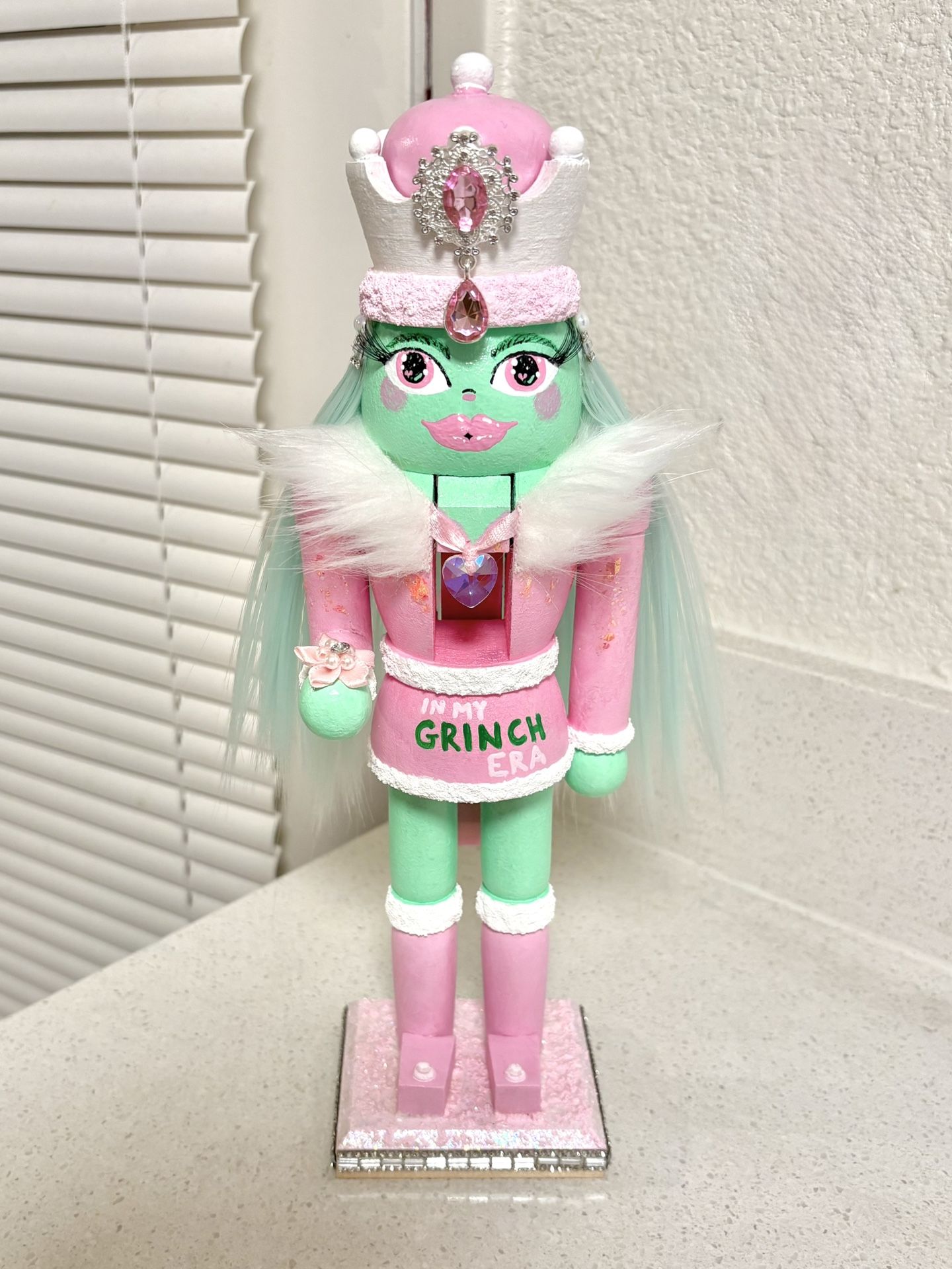 12" Pastel Girl Grinch Hand Painted Nutcracker